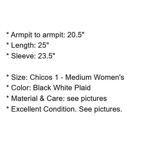 Chicos Jacket 1 Womens 8 Medium Black White Plaid Tweed Blazer Front Pockets - Picture 5 of 16